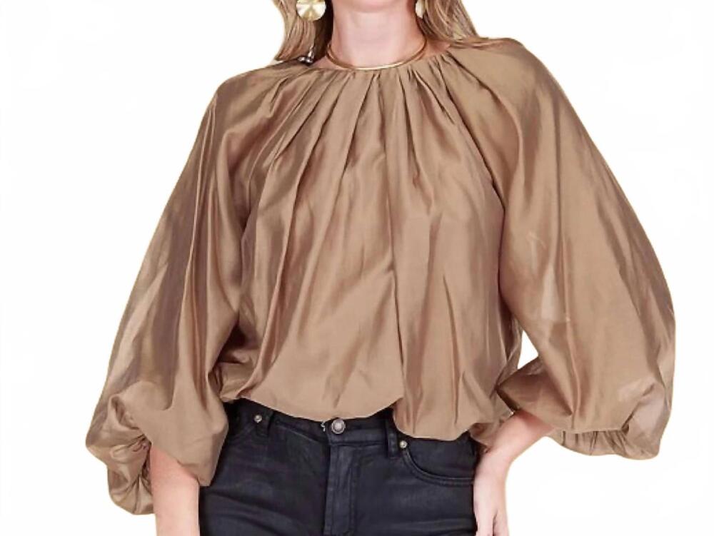 NEW JADE the camelia balloon top in camel